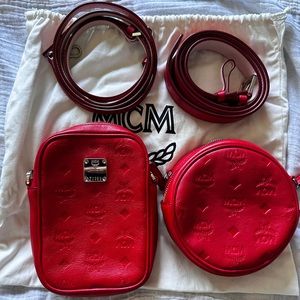 MCM Red Belt Bag/Shoulder/Crossbody Bag (Authentic)